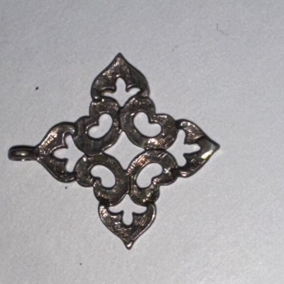 Sterling Silver Fleur De Lis Pointed Square Pendant - Picture 12 of 15